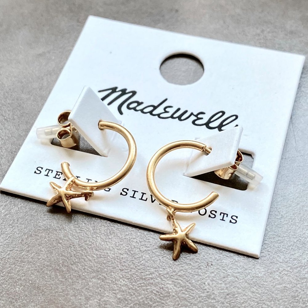 Madewell NWT Gold Starfish Charm Hoop Earrings